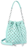 Rhinestone Studded Drawstring Hobo - Mint