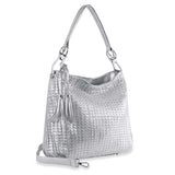 Rhinestone Accented Pleated Hobo Handbag