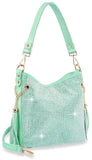 Sparkling Rhinestone Hobo Handbag  - Mint