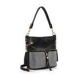 Rhinestone Zip Hobo Handbag