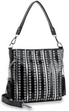 Riveted Layered Hobo Crossbody - Black