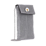Metal Mesh Rhinestone Daisy Cell Phone Crossbody