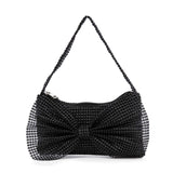 Bow Design Rhinestone Accented Evening Bag
