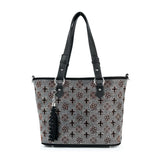 Rhinestone Signature Print Classic Tote Bag