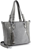 Brilliant Rhinestone Tote Handbag - Pewter