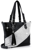 Bold Rhinestone Accent Tote Handbag