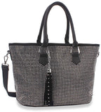Rhinestone Covered Tote Handbag - Black