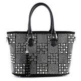 Bling Checkerboard Design Tote Handbag