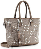 Bling Checkerboard Design Tote Handbag