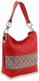 Rhinestone Bling Design Hobo Handbag - Dark Red