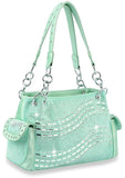 Rhinestone Design Fashion Handbag - Mint