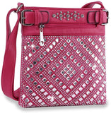 Rhinestone Covered Crossbody Sling - Dark Fuchsia