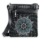 Boho Rhinestone Flower Crossbody Sling - Turquoise