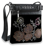 Floral Design Rhinestone Crosbody Sling