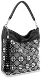 Rhinestone Block Design Hobo Handbag