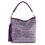 Tassel Accented Rhinestone Hobo Handbag