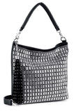 Tassel Accented Rhinestone Hobo Handbag