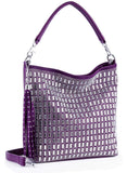 Tassel Accented Rhinestone Hobo Handbag