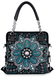 Boho Inspired Rhinestone Pattern Handbag