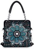 Boho Inspired Rhinestone Pattern Handbag - Black