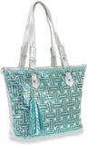 Rhinestone Pattern Shopping Tote - Turquoise