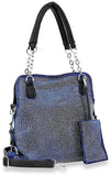 Rhinestone Covered Accessorized Shoulder Bag-Black