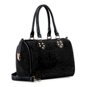 Rhinestone Covered Locked Satchel Handbag