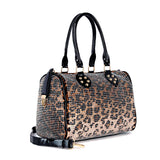 Rhinestone Covered Locked Satchel Handbag