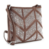 Rhinestone Grid Patterned Crossbody Sling