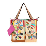Genuine Leather Colorful Oversized Tote Set