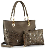 Rhinestone Accent Accessorized Handbag Set