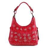Whimsical Rhinestone Floral Hobo Handbag