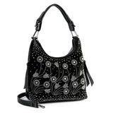Whimsical Rhinestone Floral Hobo Handbag