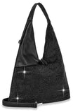 Unique Tall Hobo Shoulder Bag - Black
