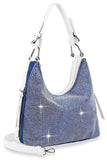 Rhinestone Accented Hobo Handbag-White