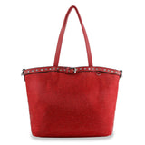 Belted Rhinestone Covered Tote Handbag