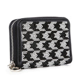 Rhinestone Design Petite Zip Around Wallet