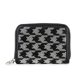 Rhinestone Design Petite Zip Around Wallet