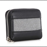 Rhinestone Design Petite Zip Around Wallet