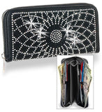 Rhinestone Pattern Accordion Wallet - Black