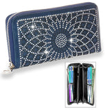 Rhinestone Pattern Accordion Wallet - Navy