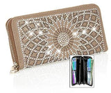 Rhinestone Pattern Accordion Wallet - Taupe