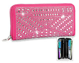 Rhinestone Design Accordion Wallet - Fuchsia