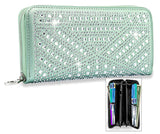 Rhinestone Design Accordion Wallet - Mint