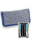 Rhinestone Design Accordion Wallet - Navy