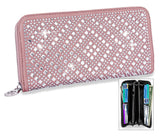 Rhinestone Design Accordion Wallet - Dark Blush