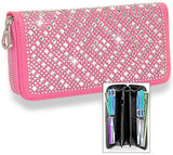 Rhinestone Design Accordion Wallet - Fuchsia