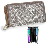 Rhinestone Design Accordion Wallet - Pewter