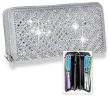 Rhinestone Design Accordion Wallet - Silver