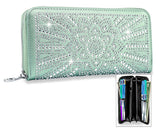 Boho Bling Accordion Wallet - Mint